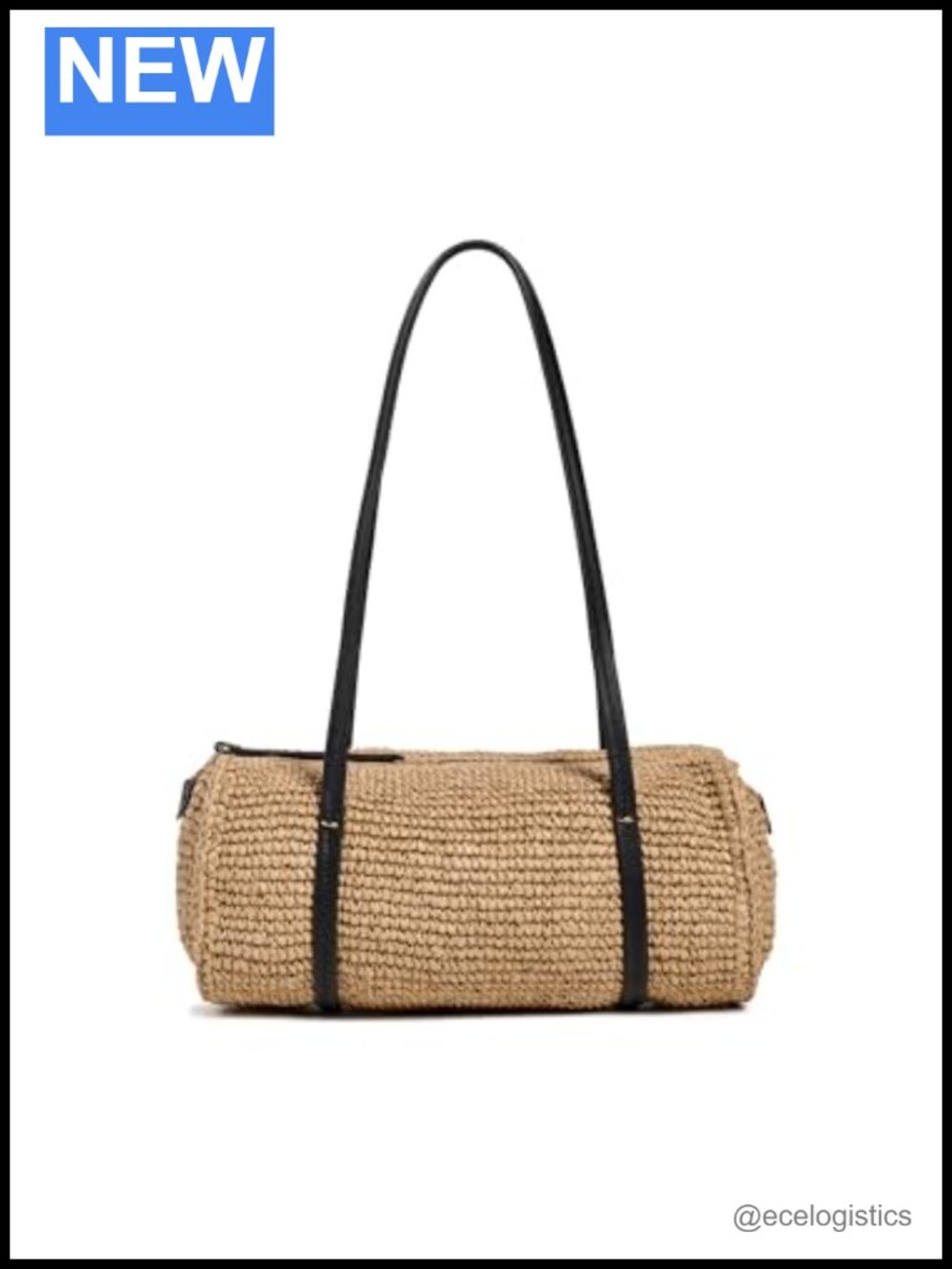 Madewell Raffia Shoulder Bag with Leather Trim and Gold-Tone Hardware